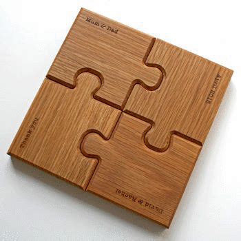 Personalised Chunky Jigsaw Coasters And Trivet | Woodworking jigsaw ...