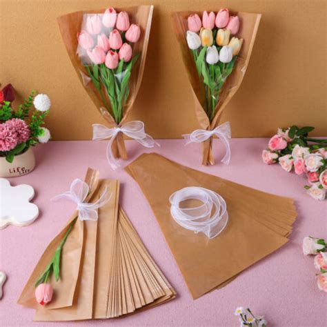 5 Sets Flower Packaging Bag Bouquet Bags Flowers Wrapping Paper Kraft Grace | eBay