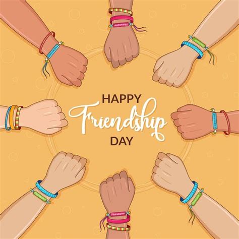 Premium Vector | Happy friendship day friends with stack of hands ...