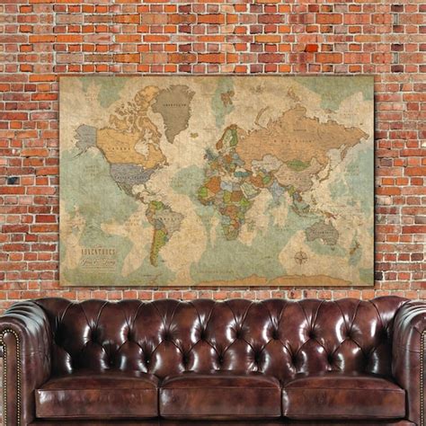 Large Travel World Map With Pins - Etsy
