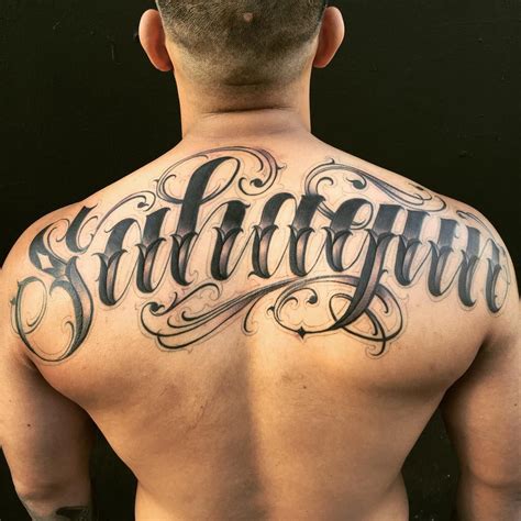 Sahagun #letterstoliveby | Tattoo lettering, Back tattoos for guys ...