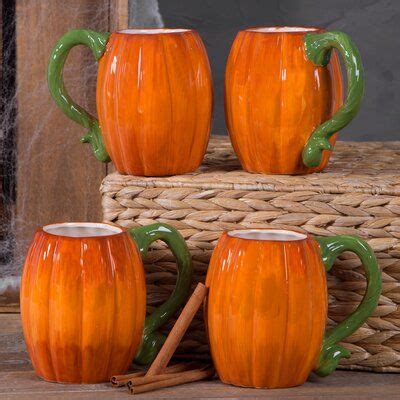 August Grove Geralyn Shaped Pumpkin Coffee Mug (Set of 4) | Pumpkin ...