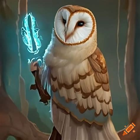 Illustration of a barn owl with magical abilities on Craiyon