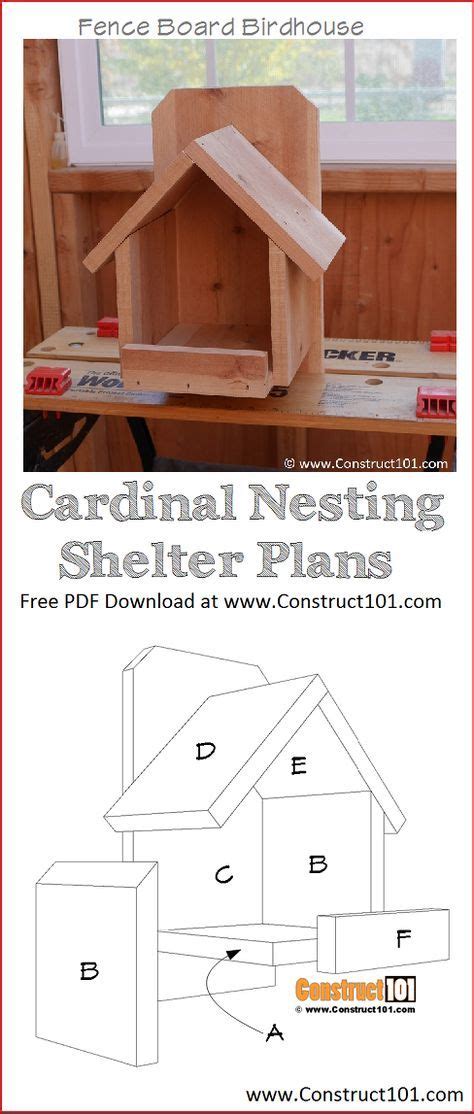 Cardinal Nesting Shelter Bird House Plans - PDF Download - Construct101 | Bird houses ideas diy ...