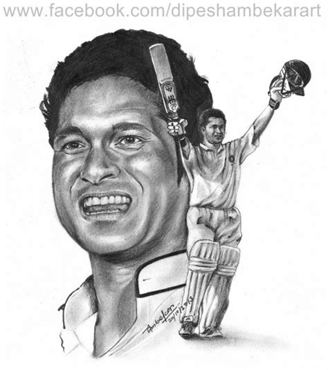 Pencil Sketch Of Cricketer Sachin Tendulkar - Desi Painters