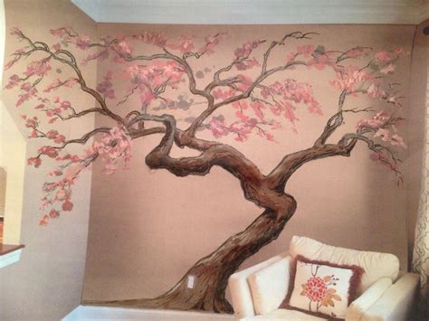 Cherry blossom wall art, Tree wall murals, Cherry blossom painting