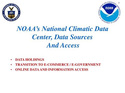 PPT - NOAA’s National Climatic Data Center, Data Sources And Access ...