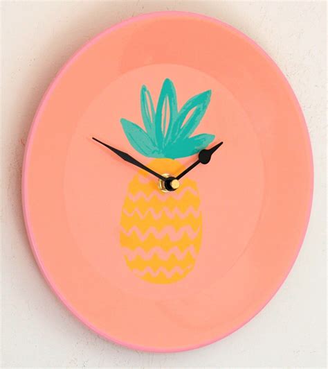 NEW 24cm Pink Pineapple Wall Clock - Metal Vintage Modern Summer Tin Clock Gift | eBay
