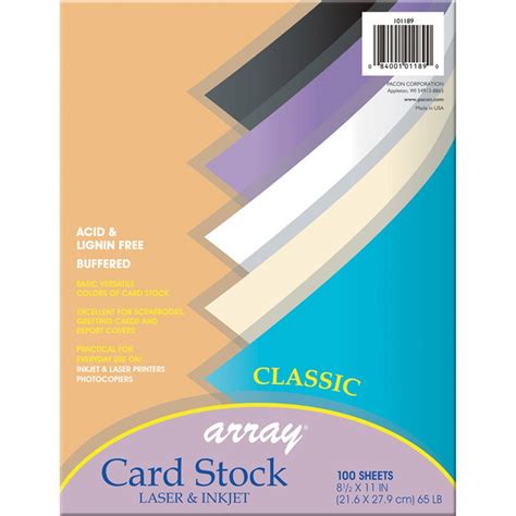 Classic Card Stock, 5 Assorted Colors, 8-1/2" x 11", 100 Sheets ...