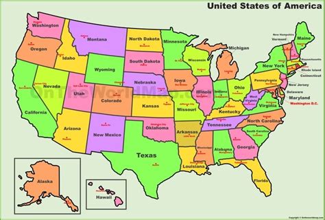 U.S. States And Capitals Map - Ontheworldmap.com