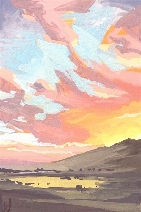 Gouache Sunset Small Painting The Great Sand Dunes National Park in ...