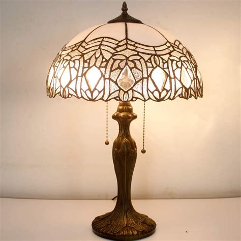 Handmade Tiffany Style Table Lamp Stained Glass Beside Desk lamp Antique Base for Living Room B ...