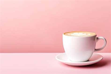 Premium AI Image | Cappuccino espresso cup on pink backdrop with foam