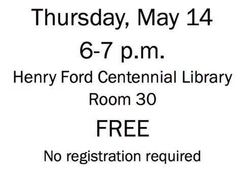 FREE IS MY LIFE: FREE Resume Tips & Tricks Workshop 5/14 6pm at Henry Ford Centennial Library in ...