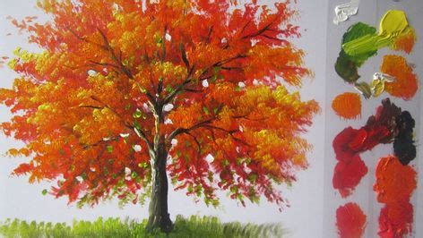How to paint an autumn tree in acrylic - lesson 1 trong 2020 | Sơn dầu, Phong cảnh và Cây