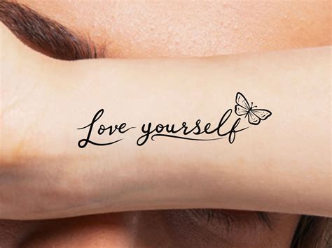 Love Yourself Butterfly Temporary Tattoo - Etsy