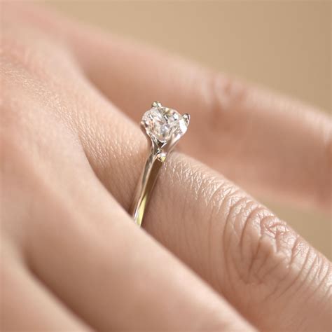 Diamond Solitaire Engagement Ring With Curvilinear Profile ...