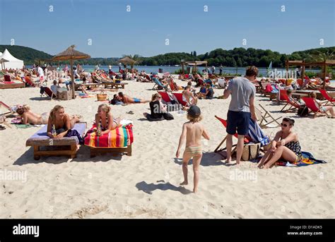 Essen, Germany, people in the beach at Baldeneysee Stock Photo - Alamy