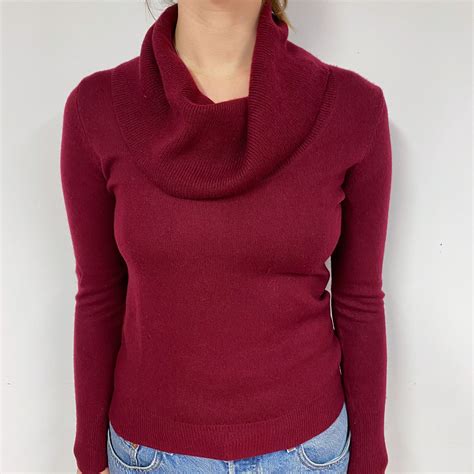 Burgundy Red Cashmere Cowl Neck Jumper Small – NEARLY NEW CASHMERE CO.