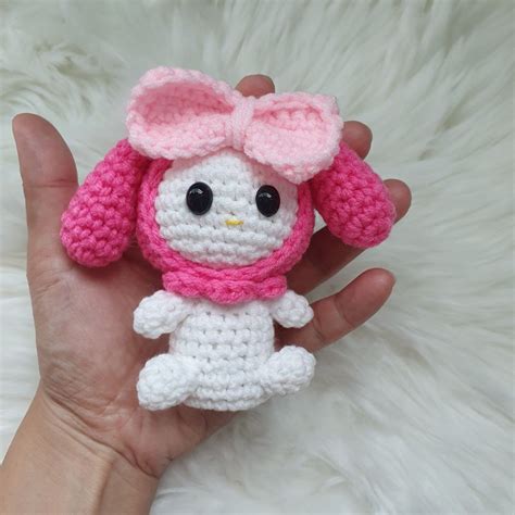 My Melody Plush Amigurumi Keychain, Hobbies & Toys, Stationery & Craft, Handmade Craft on Carousell