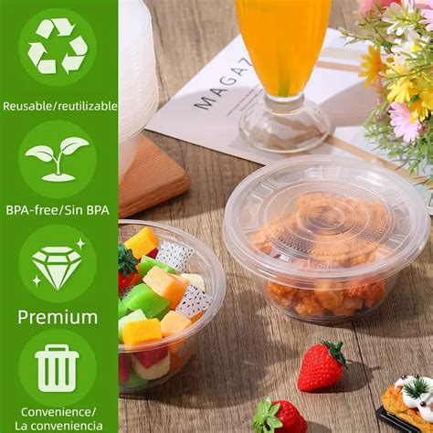 Clear Plastic Bowls Lids Disposable Salad Bowls Soup Fruit - Temu