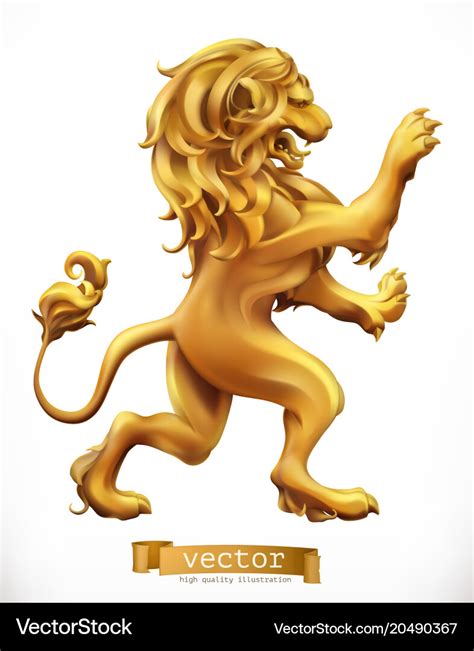 Golden lion emblem 3d realistic icon Royalty Free Vector