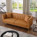 Stylish Homfa 77.6" PU Leather 3 Seater Sofa with Golden Legs, Strong ...