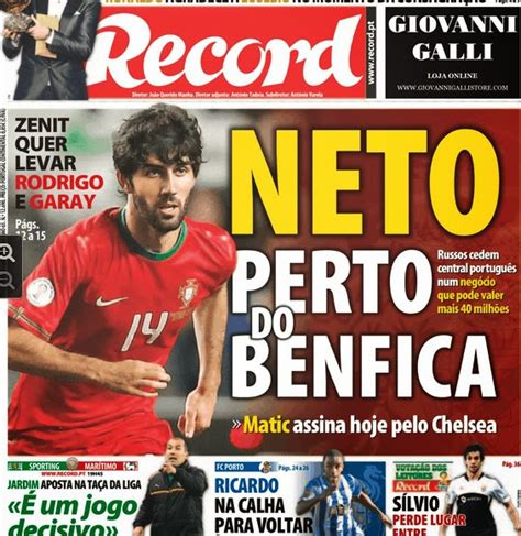 daqui e dali: Jornal Record de hoje