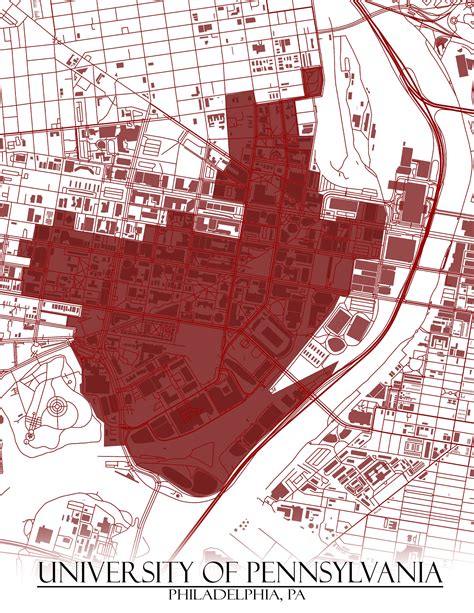 Colored Map of University of Pennsylvania and All Its Roads | Etsy