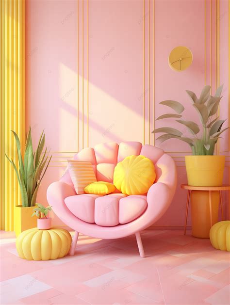 Pastel Room Pink And Yellow Furniture Background Wallpaper Image For Free Download - Pngtree
