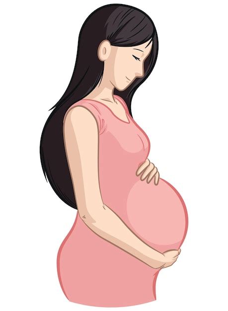 Premium Vector | Pregnant Woman Touching Belly Side View