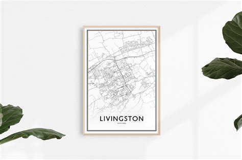 Livingston Scotland Map Print Livingston Map Art Livingston | Etsy