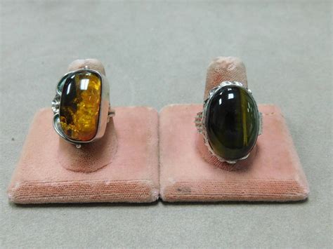 Lot - 2 Silver Rings w/Large Stones