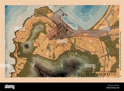 Historical map of Cape Town, South Africa circa 1947 Stock Photo - Alamy