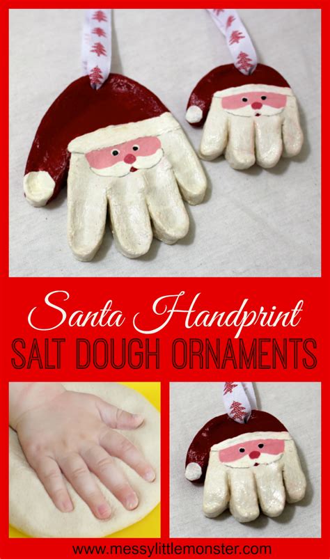 Santa Salt Dough Handprint Ornaments & Easy Salt Dough Recipe | Christmas crafts for toddlers ...