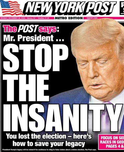 New York Post editorial tells Donald Trump to stop election ‘insanity’ | NT News