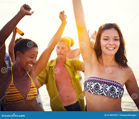 Group of People Party on the Beach Stock Image - Image of ethnic ...