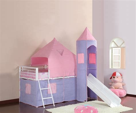 Metal & Fabric Princess Castle Tent Loft Bunk Bed, Multicolor - Walmart ...