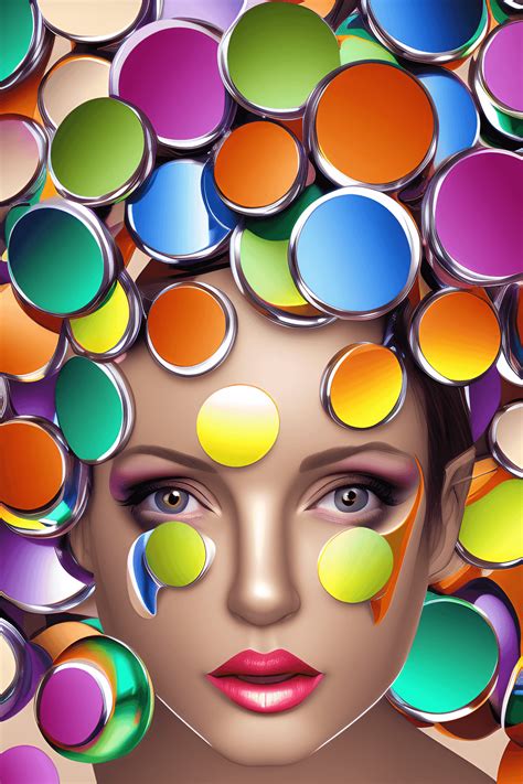 Colorful Chrome Facial Form 3D Shapes Digital Illustration Glossy Graphic · Creative Fabrica