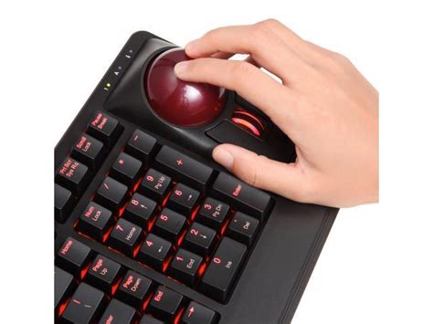 Perixx PERIBOARD-322 Wired RGB Backlit Trackball Keyboard with 2 Hubs, Illuminated Mechanical ...