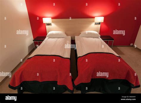 Twin bed room in Thon Hotel Gardermoen, Oslo Airport, Gardermoen, Oslo, Norway Stock Photo - Alamy