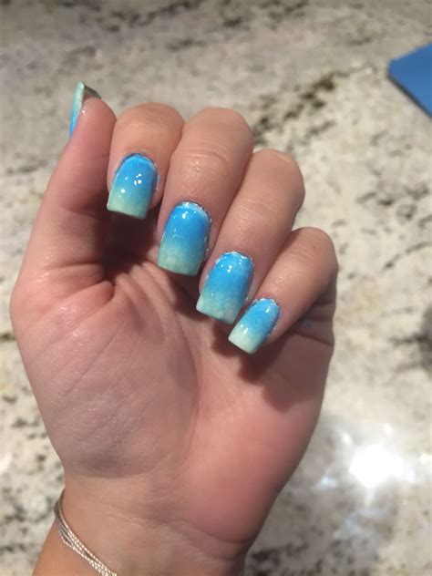 Ombré Nails. Shoreline. Ocean. Beach. Vacation. Blue. Nail Art | Ombre ...