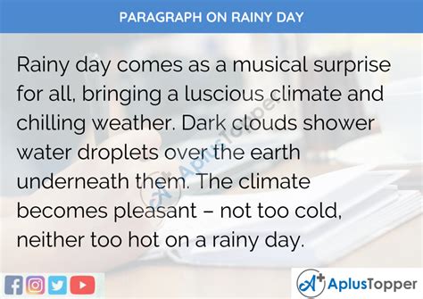 A Rainy Day Paragraph 100, 150, 200, 250 To 300 Words for Kids ...