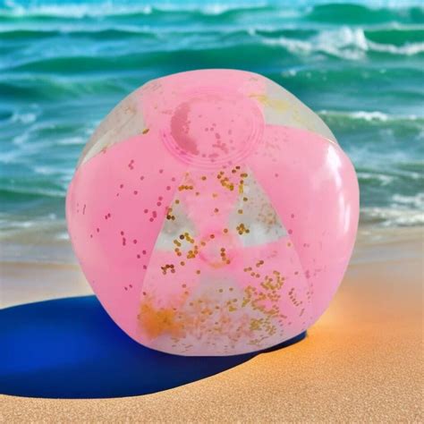 Inflatable Glitter Beach Ball 16-Inch -Friendly PVC Pink For Pool Party Water Polo Mall ...