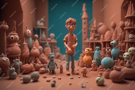 Premium AI Image | A clay character toys in the background generated by ai