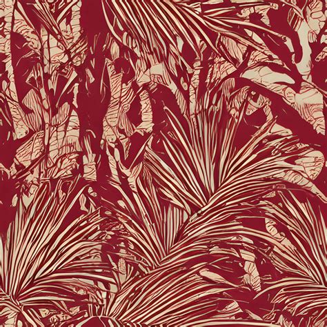 Red Swirl Batik Tropical Palm Tree Seamless Pattern Illustration · Creative Fabrica