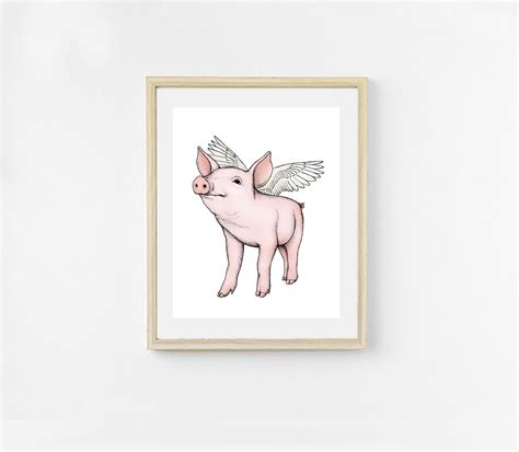 Pig Art Print. Flying Pig Print. Cute Magical Animal. When | Etsy