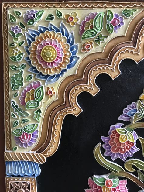 Relief painting | Persian art painting, 3d relief art, Floral artwork