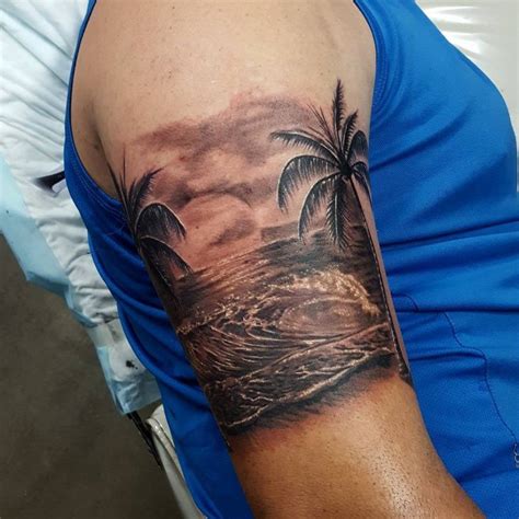 Palm trees & Beach | Beach tattoo, Waves tattoo, Palm tattoos