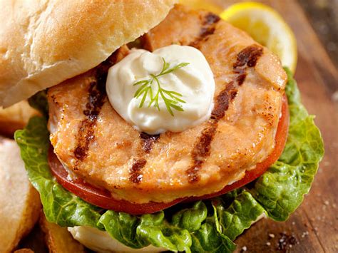 400+ Salmon Burger Photos Stock Photos, Pictures & Royalty-Free Images ...